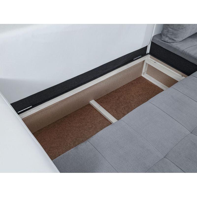 SELENE - Canapé d'angle convertible 4 places en simili et microfibre - Gris/blanc - Angle droit (vue de face)