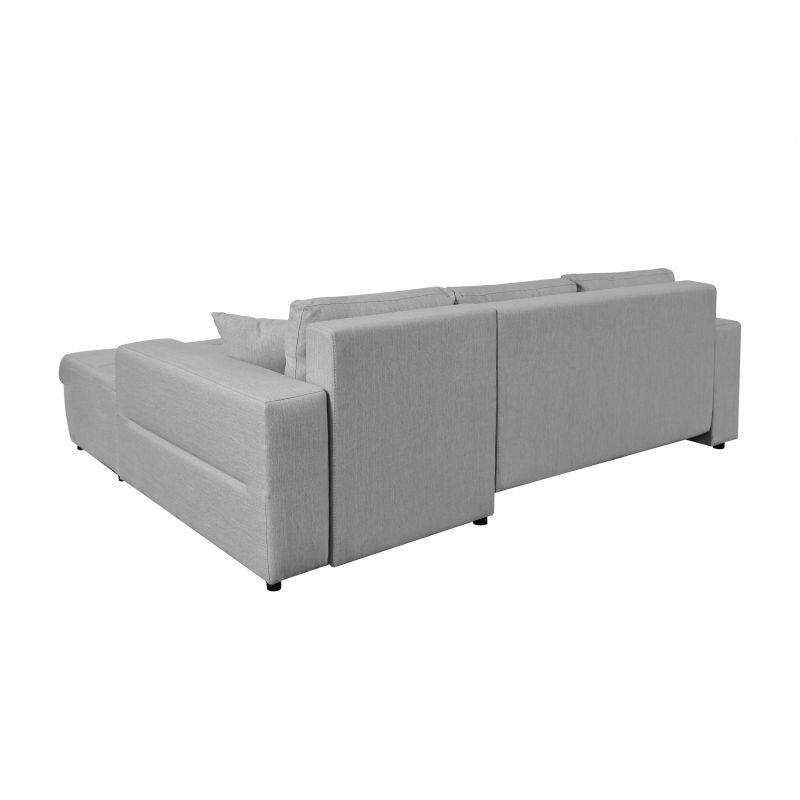 SELENE - Canapé d'angle convertible 4 places en tissu - Gris clair - Angle droit (vue de face)