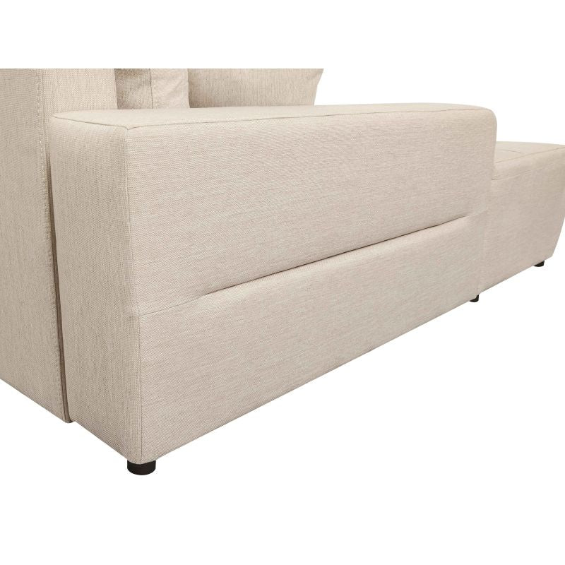 SELENE - Canapé d'angle convertible 4 places en tissu - Beige - Angle gauche (vue de face)