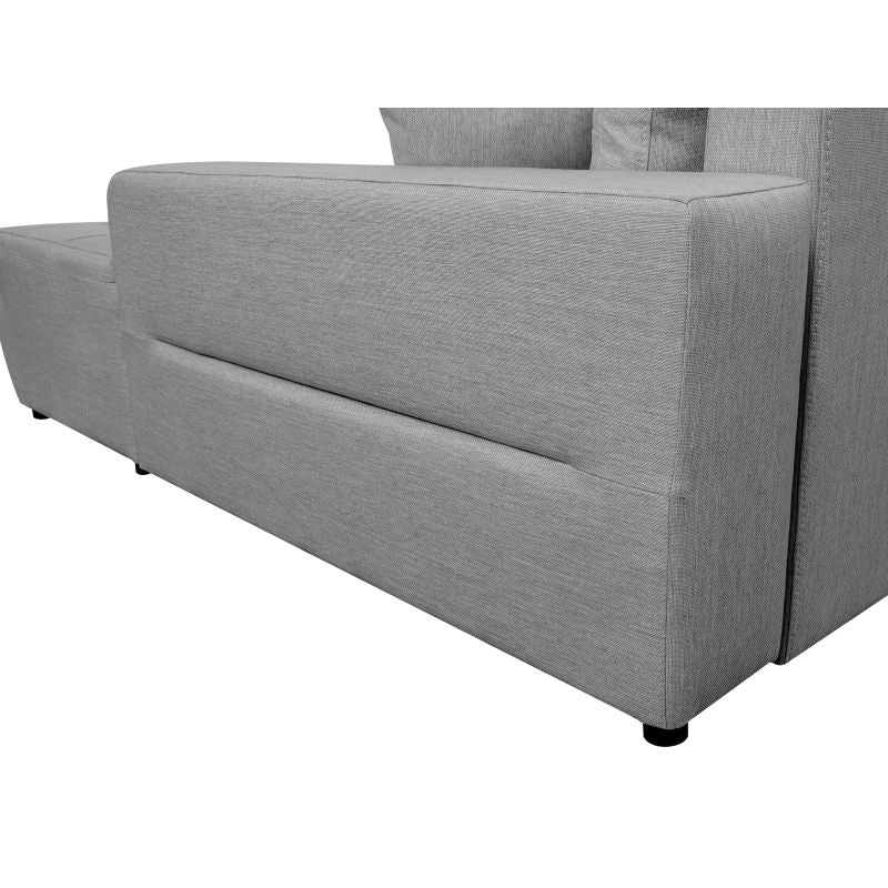 SELENE - Canapé d'angle convertible 4 places en tissu - Gris clair - Angle droit (vue de face)