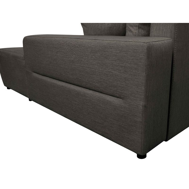 SELENE - Canapé d'angle convertible 4 places en tissu - Gris foncé - Angle droit (vue de face)