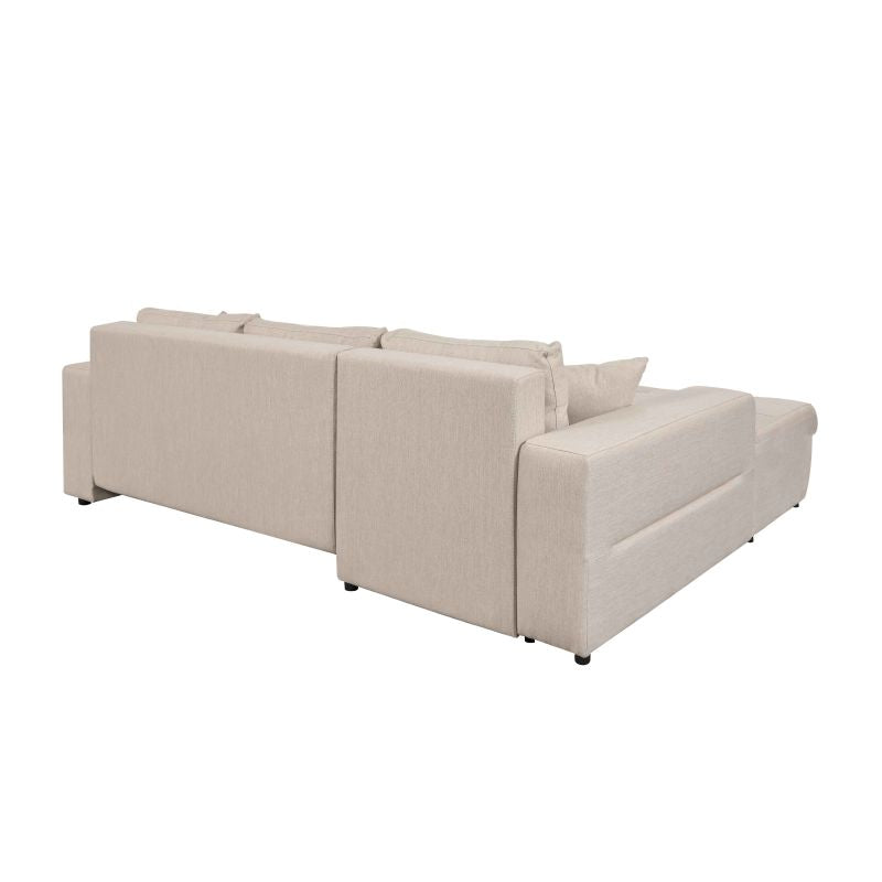 SELENE - Canapé d'angle convertible 4 places en tissu - Beige - Angle gauche (vue de face)