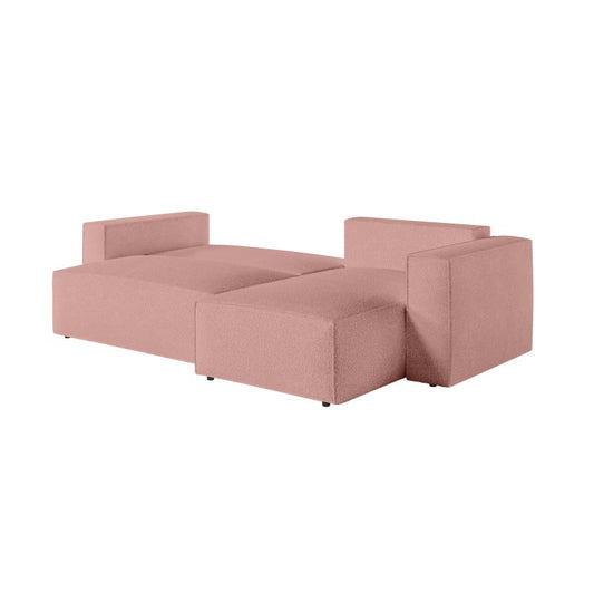 ZENTARA - Canapé d'angle convertible réversible avec coffre en tissu bouclette - Rose