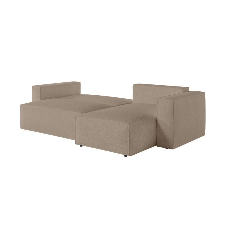 ZENTARA - Canapé d'angle convertible réversible avec coffre en tissu bouclette - Taupe