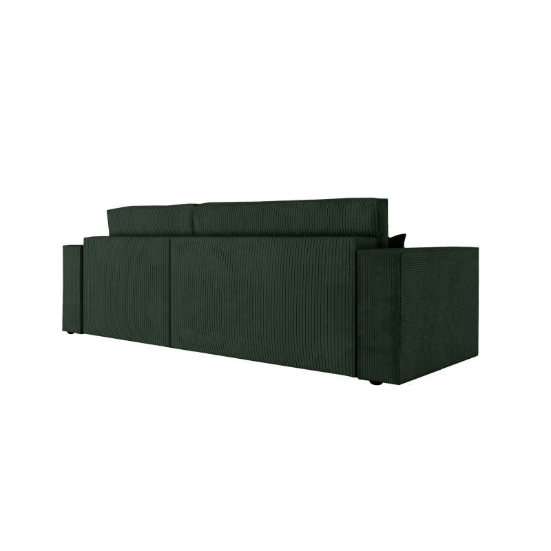 ZENTARA - Canapé d'angle convertible réversible avec pouf en velours côtelé - Vert foncé