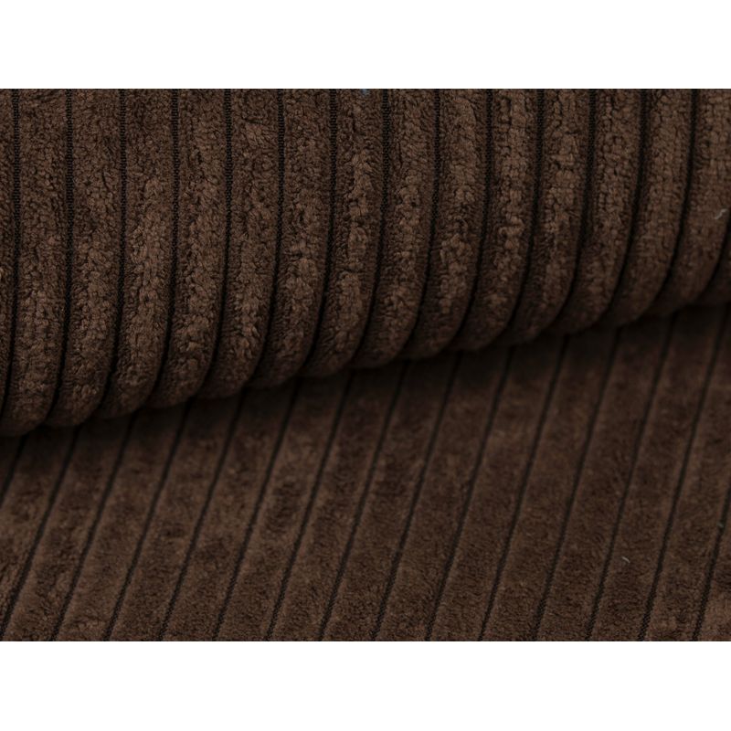 ZENTARA - Canapé d'angle convertible réversible avec pouf en velours côtelé - Marron