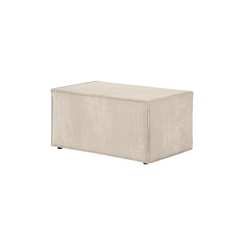 ZENTARA - Canapé d'angle convertible réversible avec pouf en velours côtelé - Beige