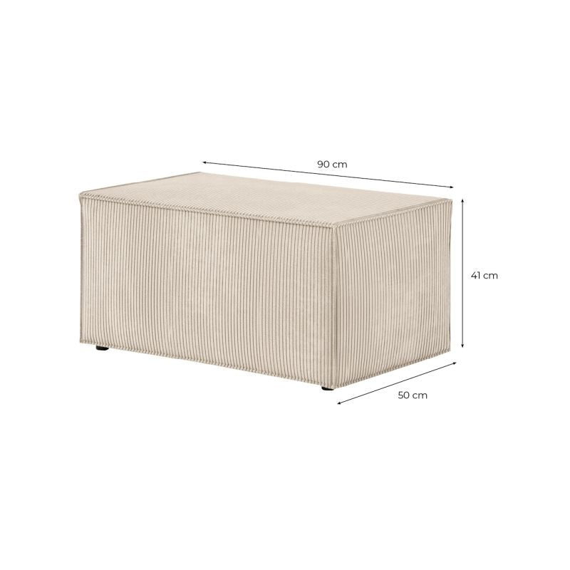 ZENTARA - Canapé d'angle convertible réversible avec pouf en velours côtelé - Beige