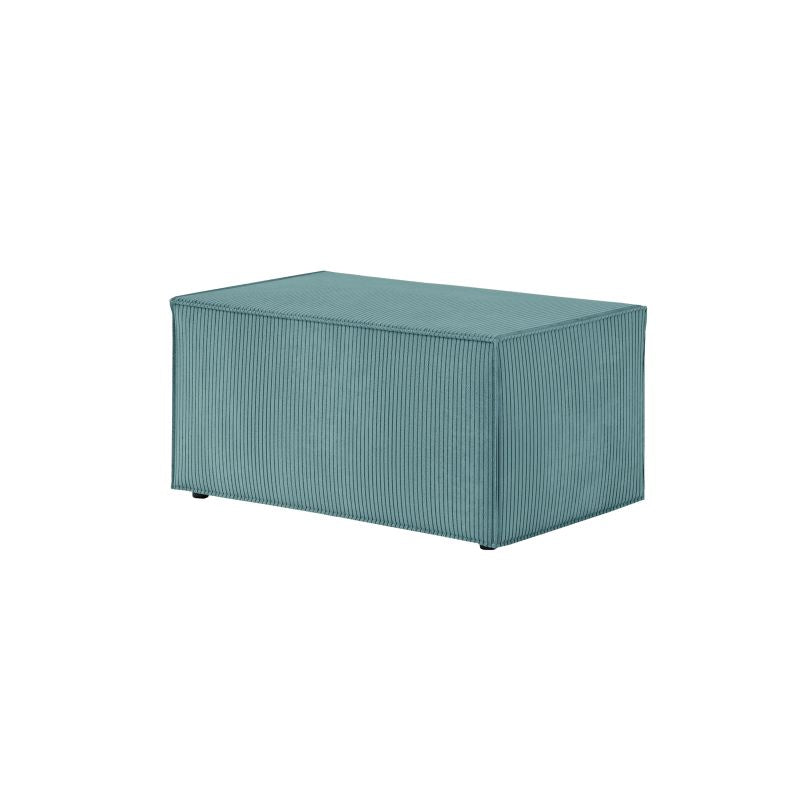 ZENTARA - Canapé d'angle convertible réversible avec pouf en velours côtelé - Bleu clair