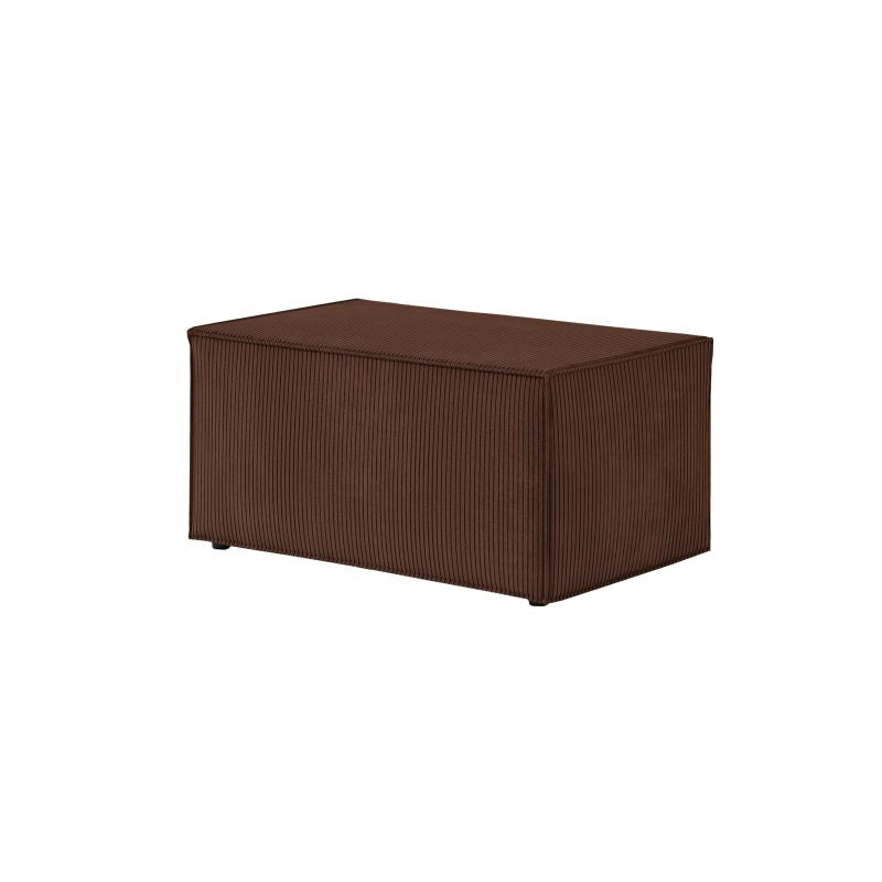 ZENTARA - Canapé d'angle convertible réversible avec pouf en velours côtelé - Marron