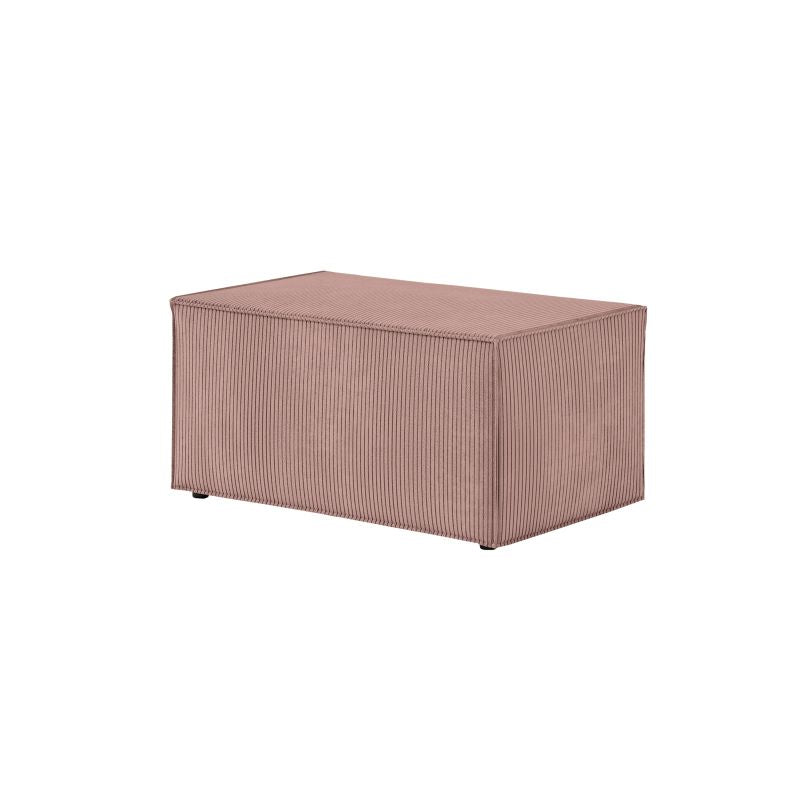 ZENTARA - Canapé d'angle convertible réversible avec pouf en velours côtelé - Vieux rose