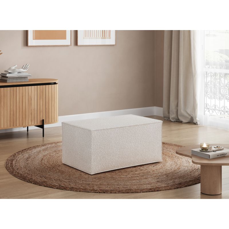 ZENTARA - Pouf en tissu bouclette - Blanc