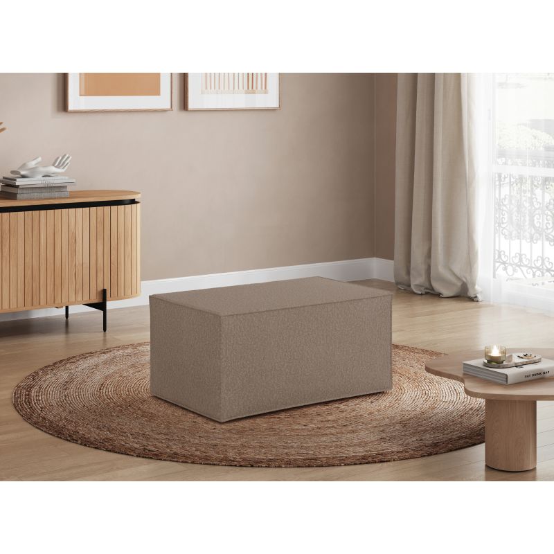 ZENTARA - Pouf en tissu bouclette - Taupe