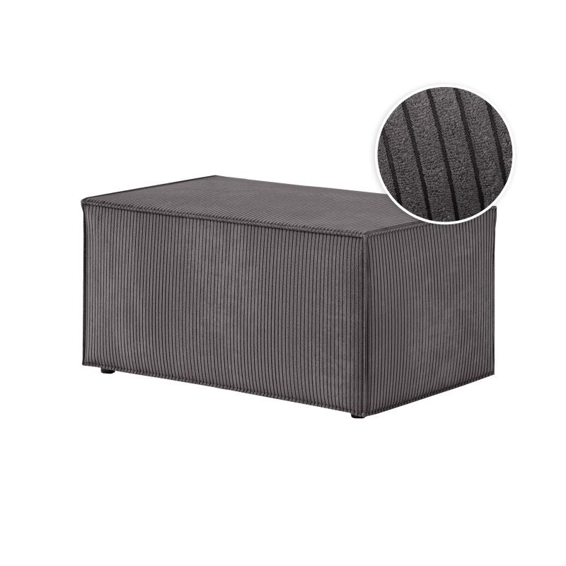 ZENTARA - Pouf en velours côtelé - Gris foncé