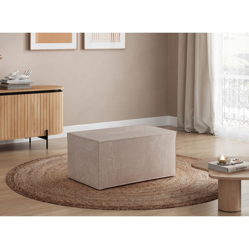 ZENTARA - Pouf en velours côtelé - Beige