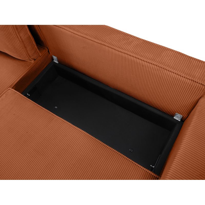 ATLAS - Canapé d'angle convertible réversible en velours cotelé - Terracotta