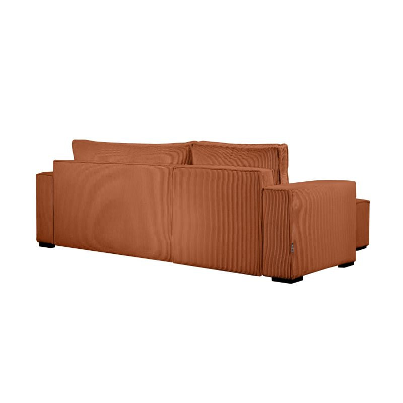 ATLAS - Canapé d'angle convertible réversible en velours cotelé - Terracotta