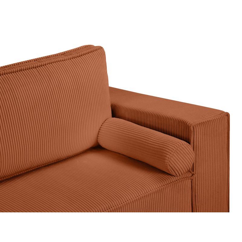 ATLAS - Canapé d'angle convertible réversible en velours cotelé - Terracotta