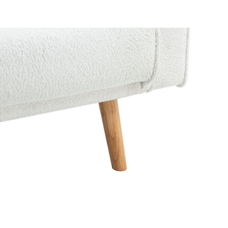 RANA - Canapé droit 3 places scandinave convertible en tissu bouclettes - Blanc