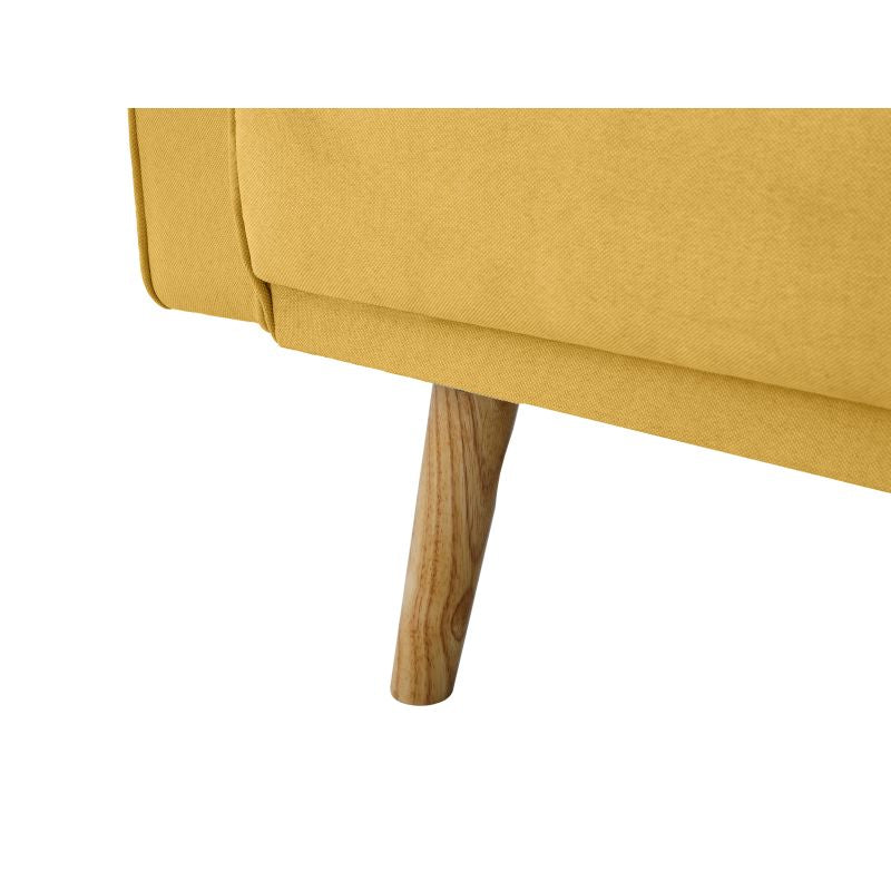 RANA - Canapé droit 3 places scandinave convertible en tissu - Jaune