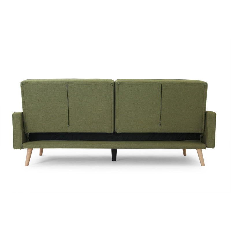 RANA - Canapé droit 3 places scandinave convertible en tissu - Vert