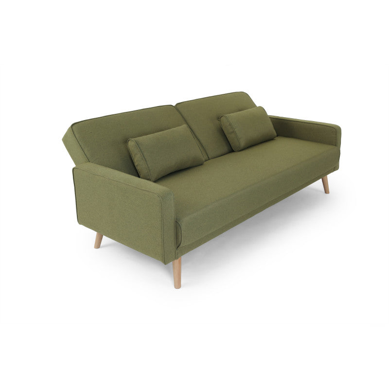 RANA - Canapé droit 3 places scandinave convertible en tissu - Vert