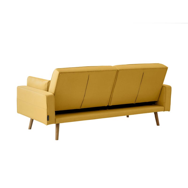 RANA - Canapé droit 3 places scandinave convertible en tissu - Jaune