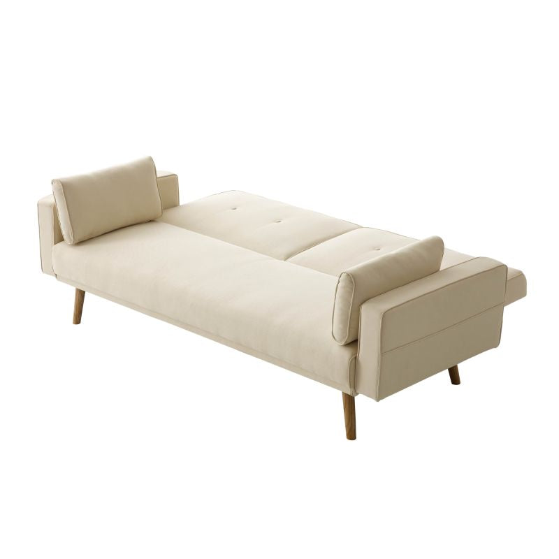 RANA - Canapé droit 3 places scandinave convertible en tissu - Beige