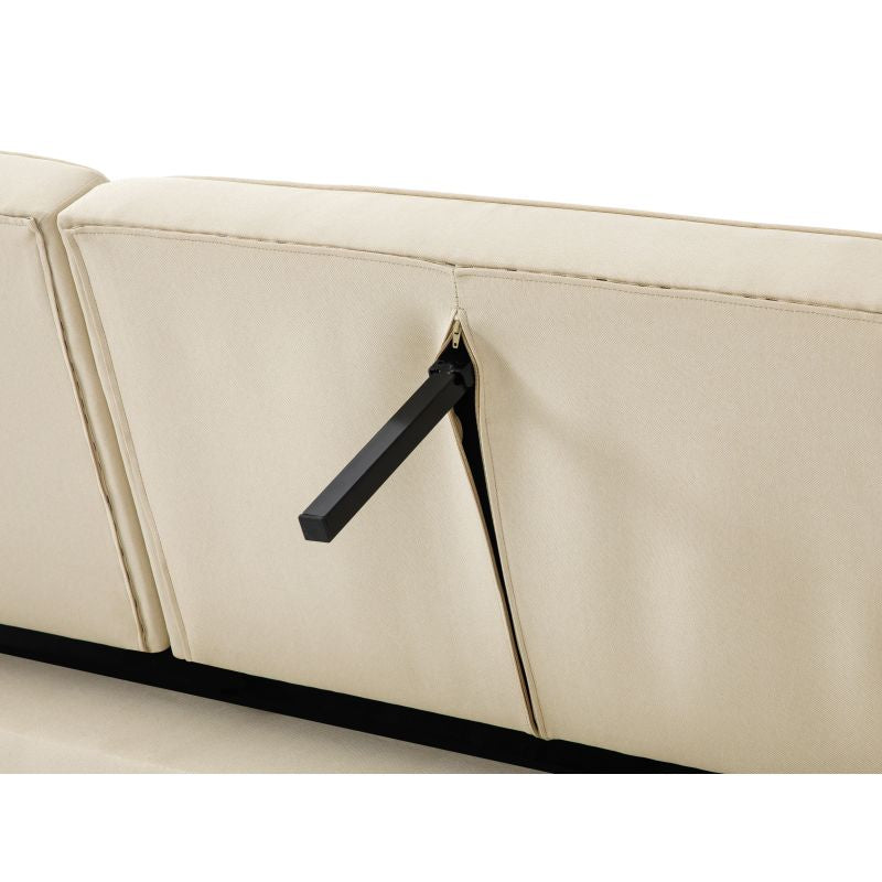 RANA - Canapé droit 3 places scandinave convertible en tissu - Beige