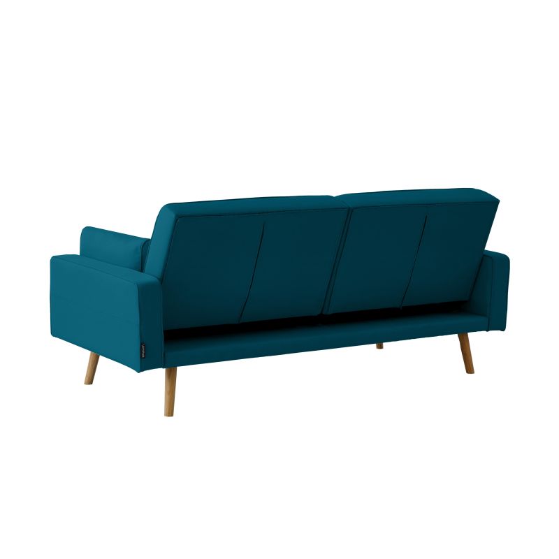 RANA - Canapé droit 3 places scandinave convertible en tissu - Bleu pétrole