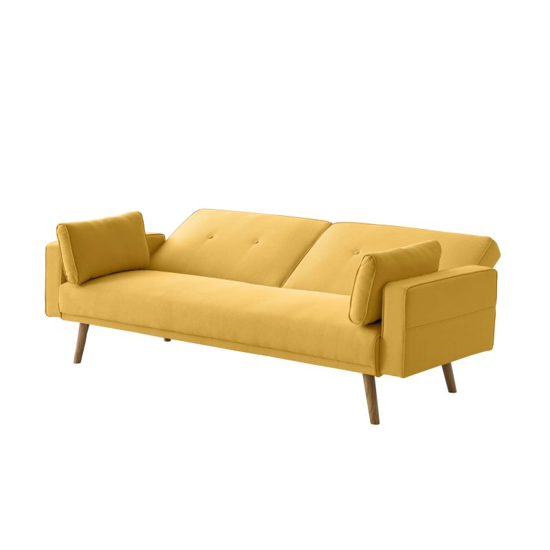 RANA - Canapé droit 3 places scandinave convertible en tissu - Jaune