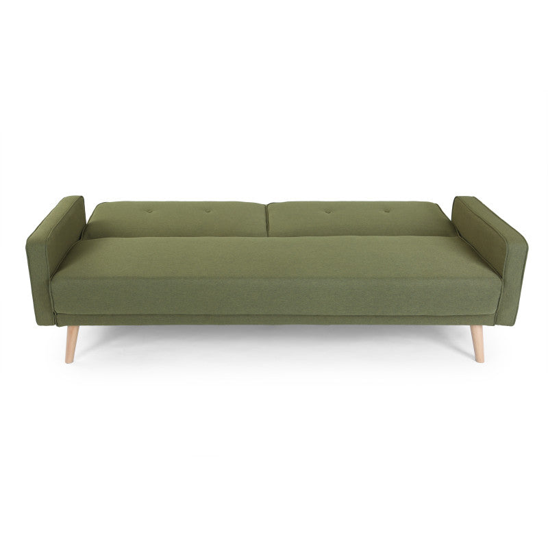 RANA - Canapé droit 3 places scandinave convertible en tissu - Vert