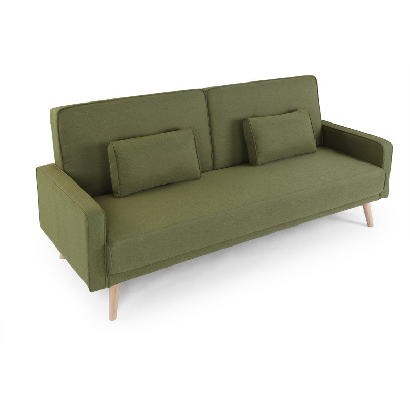 RANA - Canapé droit 3 places scandinave convertible en tissu - Vert