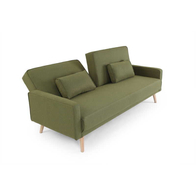 RANA - Canapé droit 3 places scandinave convertible en tissu - Vert