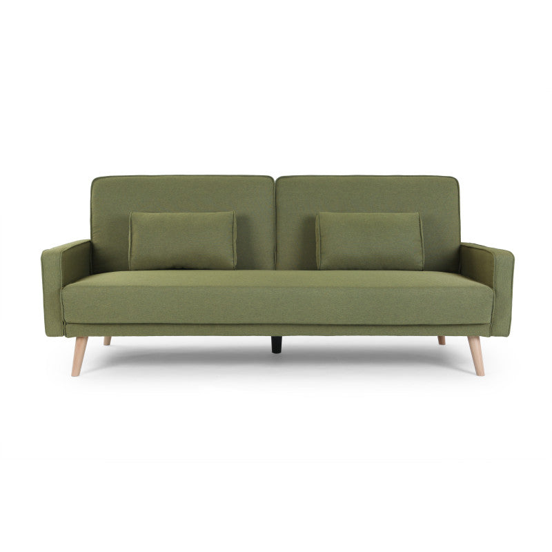 RANA - Canapé droit 3 places scandinave convertible en tissu - Vert