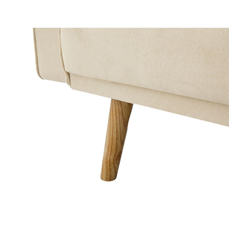 RANA - Canapé droit 3 places scandinave convertible en tissu - Beige