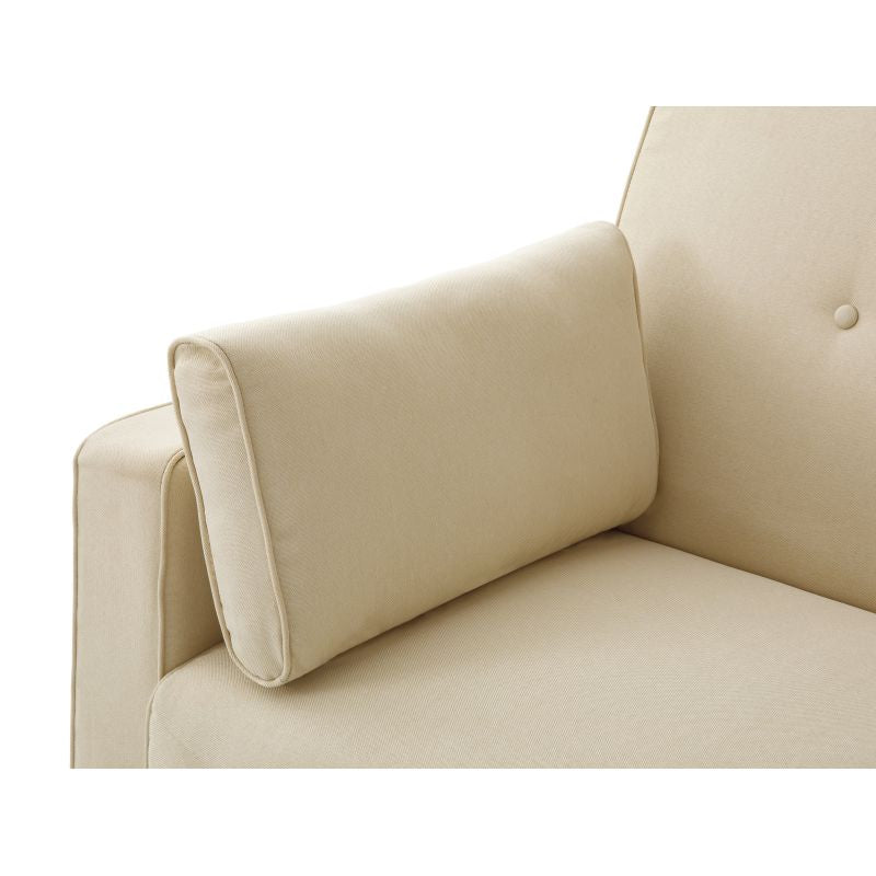 RANA - Canapé droit 3 places scandinave convertible en tissu - Beige