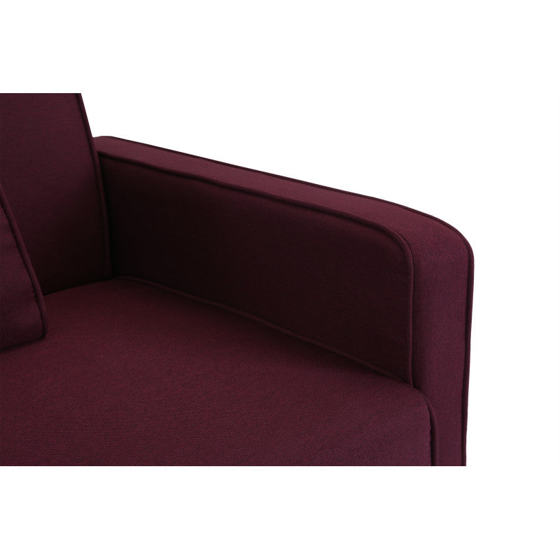 RANA - Canapé droit 3 places scandinave convertible en tissu - Bordeaux