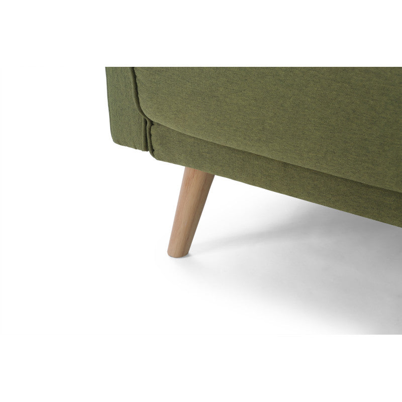 RANA - Canapé droit 3 places scandinave convertible en tissu - Vert