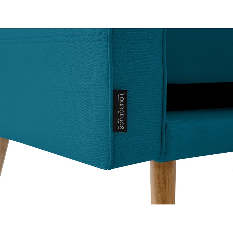 RANA - Canapé droit 3 places scandinave convertible en tissu - Bleu pétrole