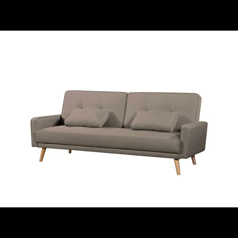 RANA - Canapé droit 3 places scandinave convertible en tissu - Taupe