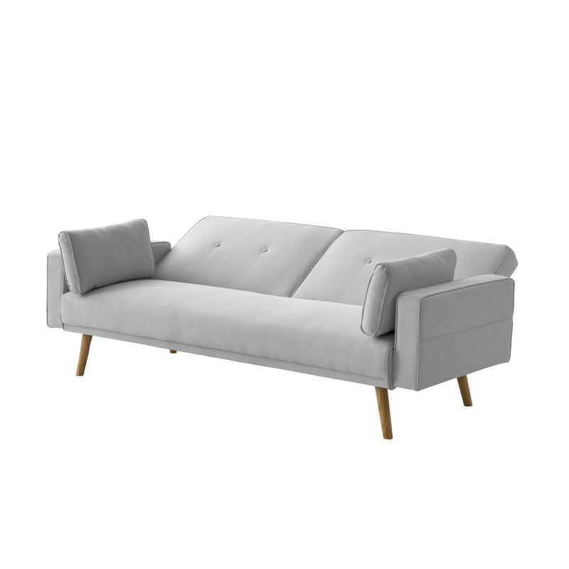 RANA - Canapé droit 3 places scandinave convertible en tissu - Gris clair