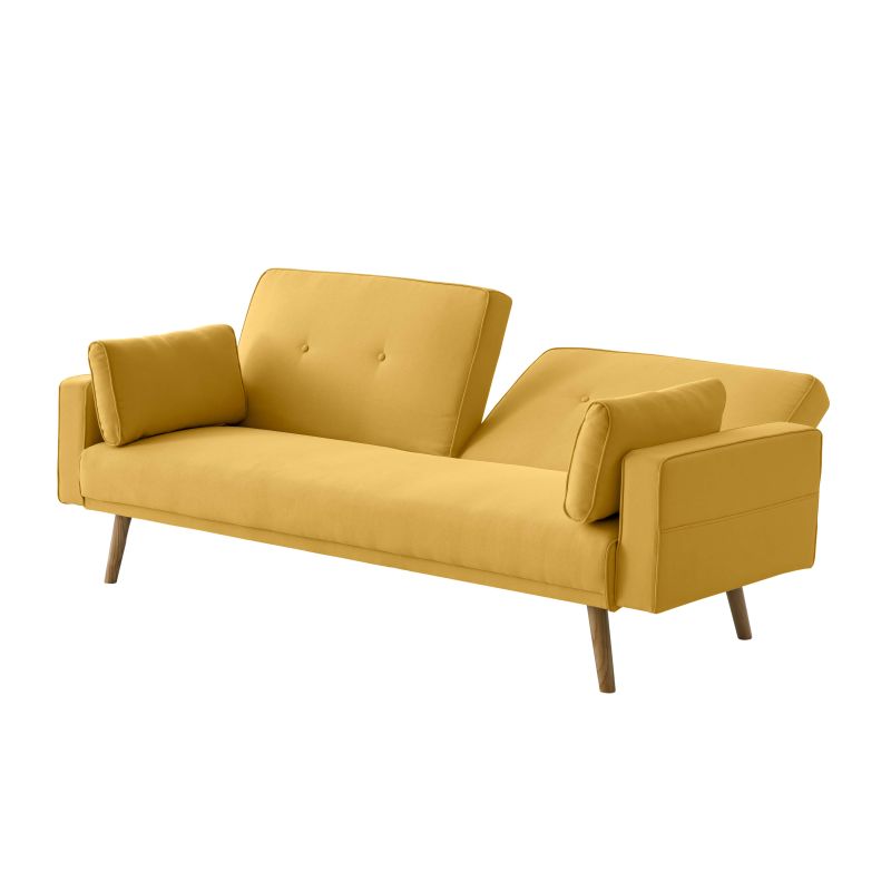 RANA - Canapé droit 3 places scandinave convertible en tissu - Jaune