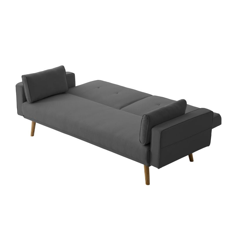 RANA - Canapé droit 3 places scandinave convertible en tissu - Gris foncé