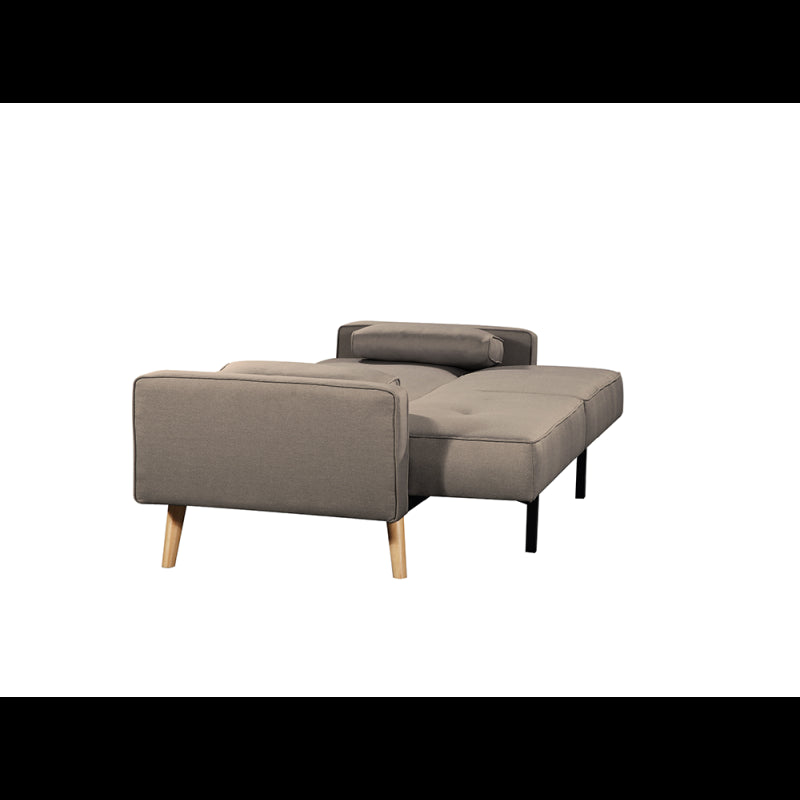 RANA - Canapé droit 3 places scandinave convertible en tissu - Taupe