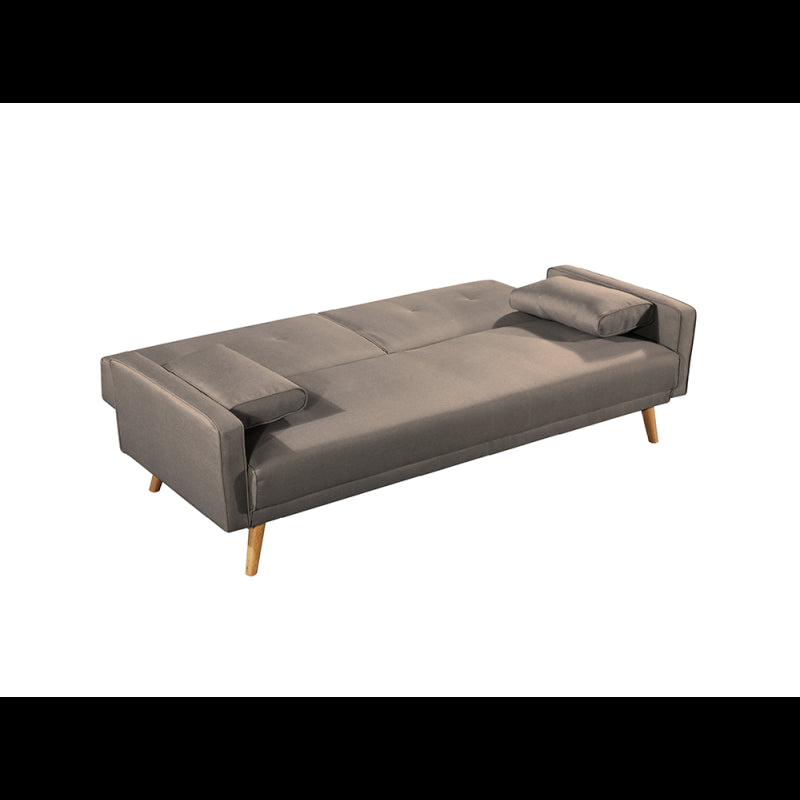 RANA - Canapé droit 3 places scandinave convertible en tissu - Taupe