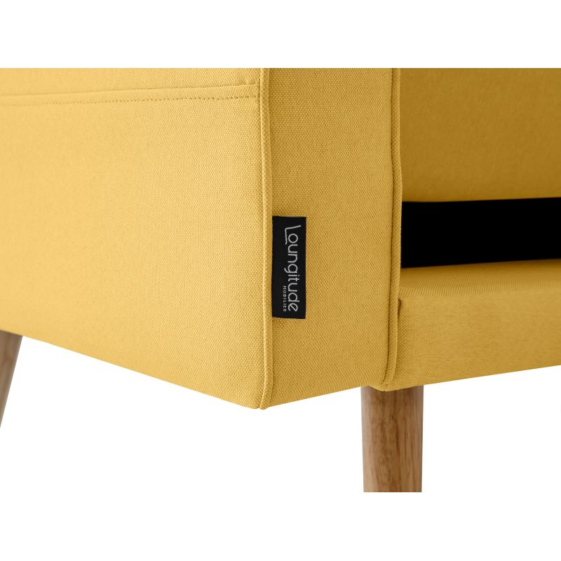 RANA - Canapé droit 3 places scandinave convertible en tissu - Jaune