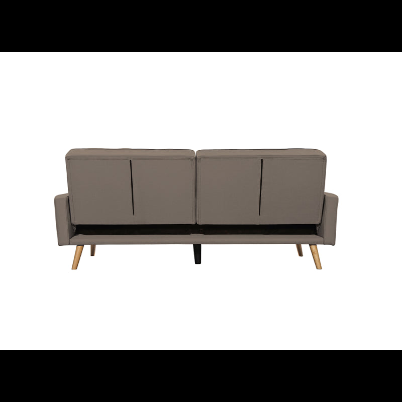 RANA - Canapé droit 3 places scandinave convertible en tissu - Taupe