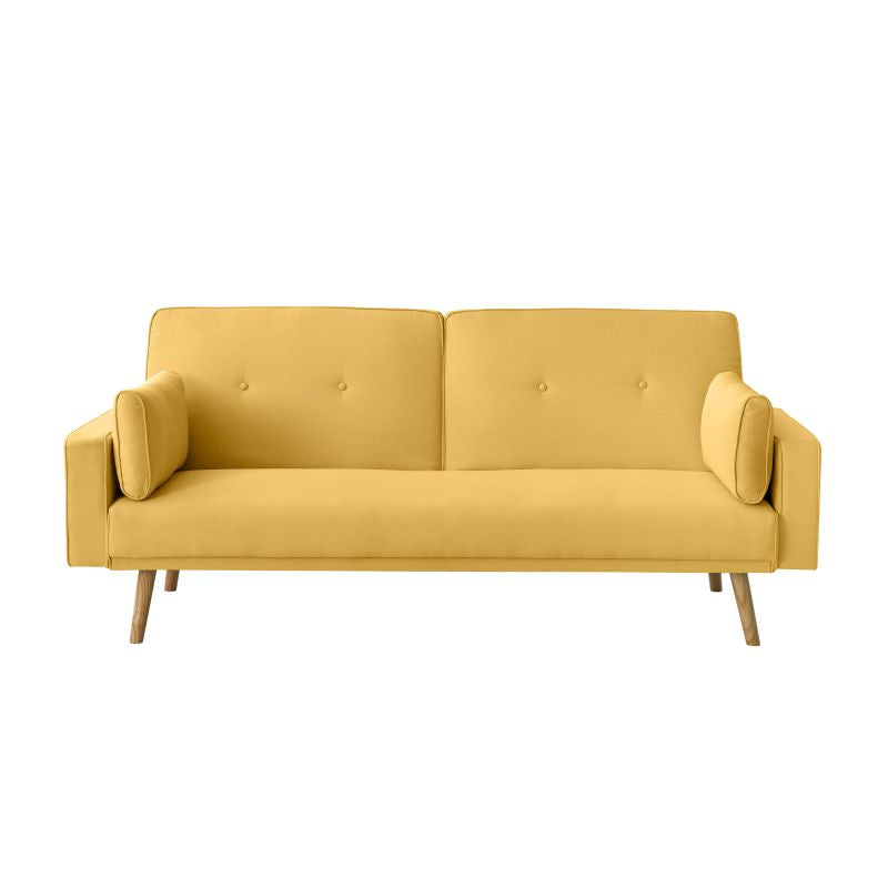 RANA - Canapé droit 3 places scandinave convertible en tissu - Jaune