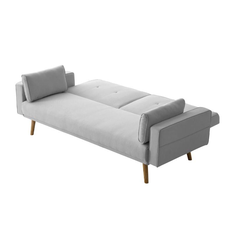 RANA - Canapé droit 3 places scandinave convertible en tissu - Gris clair